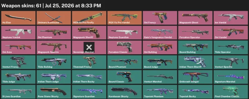 Valorant Accounts listing: LVL 89 · 9 Lives Ares & 9 Lives Guardian · 61 Skins - Bronze 2, 61 skins