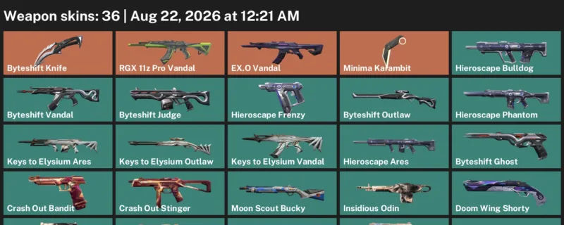 Valorant account inventory for LVL 60 · Byteshift Knife & Minima Karambit & 36 Skins Byteshift Knife