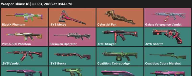 Valorant Accounts listing: LVL 34 · .SYS Melee & Celestial Fan · 18 Skins - Bronze 3, 18 skins