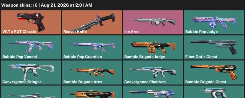 Valorant account inventory for LVL 61 · Reaver Knife & Bubble Pop Vandal