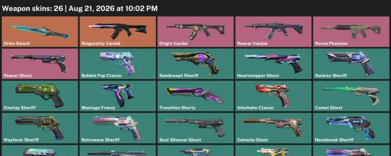 Valorant account inventory for LVL 251 · Orion Sword & Comet Ghost