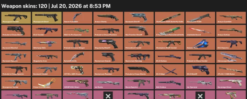 Valorant Accounts listing: LVL 134 · 5 Years // Beta Remastered Knife & Byteshift Knife · 120 Skins - Gold 1, 120 skins
