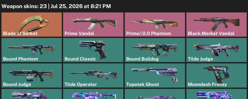 Valorant Accounts listing: LVL 73 · Blade of Serket · 23 Skins - Bronze 1, 23 skins