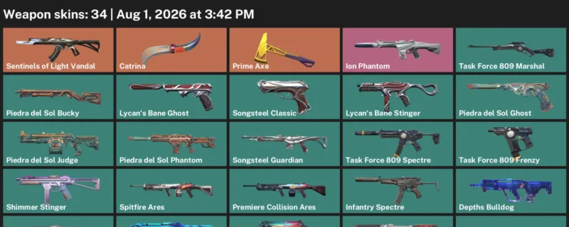 Valorant account inventory for LVL 47 · Infantry Spectre & Depths Bulldog