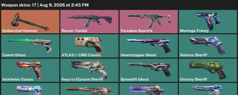 Valorant account inventory for LVL 323 · Forsaken Spectre & Cmd Classic