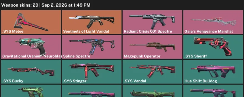 Valorant account inventory for LVL 42 · Sys Vandal & Sys Sheriff