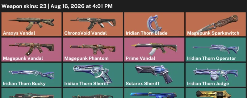 Valorant account inventory for LVL 146 · Araxys Vandal & ChronoVoid Vandal