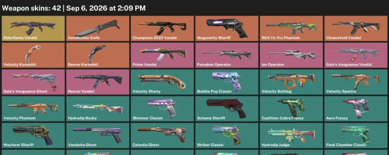 Valorant account inventory for LVL 236 · Champions 2023 Vandal & 42 Skins Reaver Karambit
