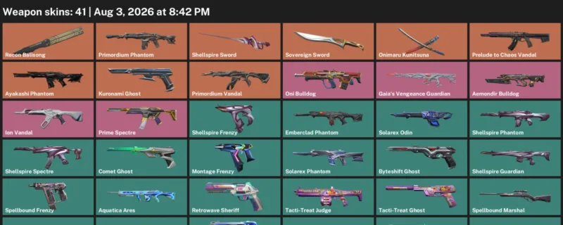 Valorant account inventory for LVL 115 · Ayakashi Phantom & Sovereign Sword