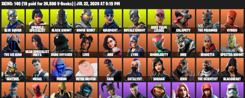 Fortnite Accounts listing: LVL 2271 - Blue Squire - Sparkle Specialist - 140 Outfits - 140 outfits