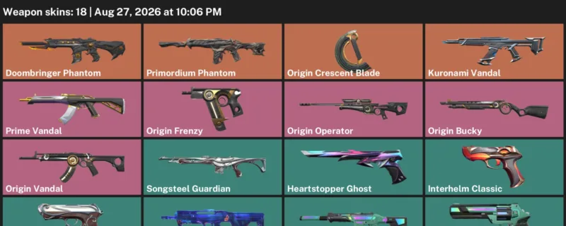 Valorant account inventory for LVL 119 · Kuronami Vandal & Origin Crescent Blade