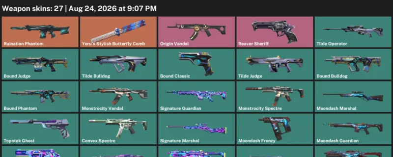 Valorant account inventory for LVL 41 · Bound Phantom & Bound Judge