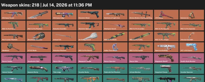 Valorant Accounts listing: LVL 261 · Venturi Knife & Broken Blade of the Ruined King · 218 Skins - Silver 1, 218 skins