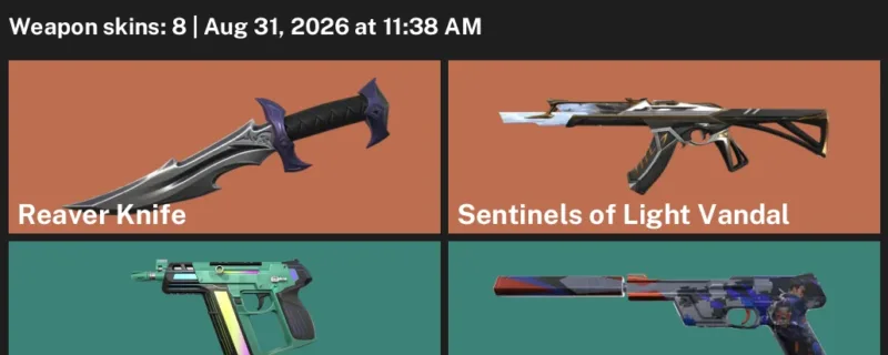 Valorant account inventory for LVL 107 · Reaver Knife & Sentinels of Light Vandal