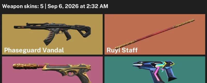 Valorant account inventory for LVL 69 · Phaseguard Vandal & Ruyi Staff
