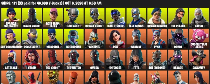 Fortnite account inventory for Sparkle Specialist - Black Knight - 111 Outfits