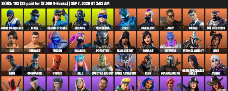 Fortnite account inventory for LVL 2098 - Point Patroller - Fixer - 162 Outfits