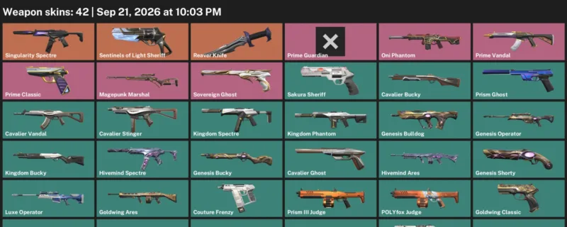 Valorant account inventory for LVL 29 · Reaver Knife & Exe Odin