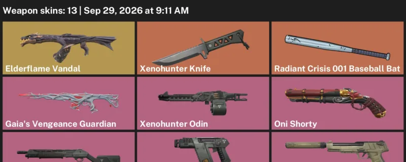 Valorant account inventory for LVL 27 · Xenohunter Knife & Xenohunter Phantom