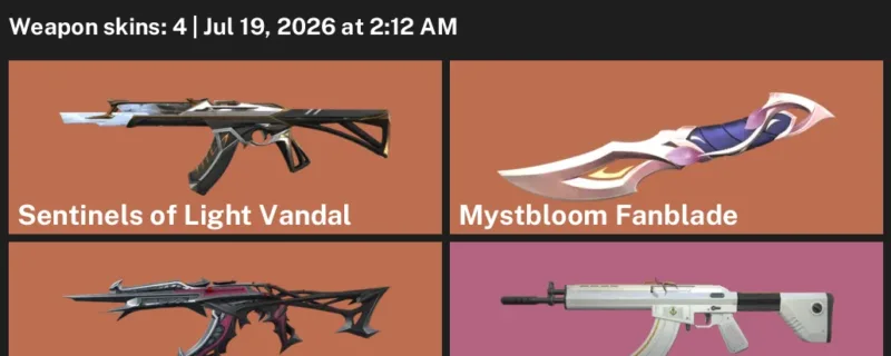 Valorant Accounts listing: LVL 48 · Blackthorn Vandal & Mystbloom Fanblade · 4 Skins - Silver 1, 4 skins