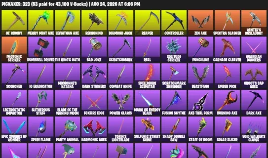 Fortnite account inventory for LVL 5246 - Prodigy - Xander - 448 Outfits