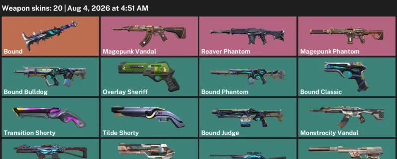 Valorant account inventory for LVL 106 · Magepunk Vandal & Magepunk Phantom