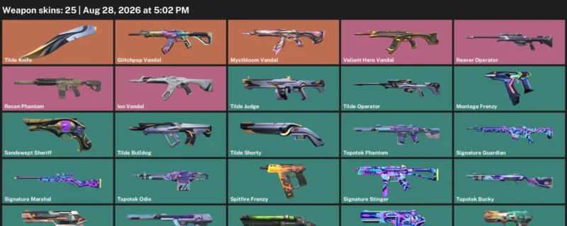 Valorant account inventory for LVL 189 · Reaver Operator & Glitchpop Vandal