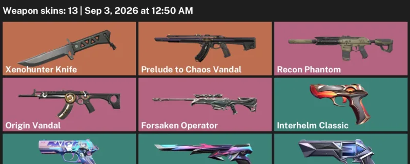 Valorant account inventory for LVL 153 · Xenohunter Knife & Forsaken Operator