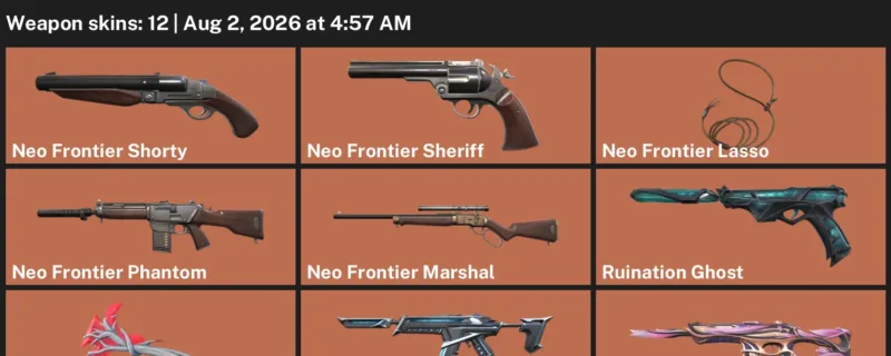 Valorant account inventory for LVL 1 · 12 Skins Forsaken Vandal & Forsaken Vandal & Gaia's Wrath