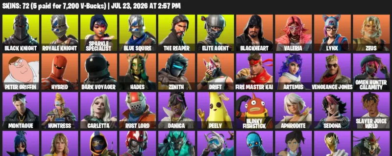 Fortnite Accounts listing: LVL 1311 - Black Knight - Royale Knight - 72 Outfits - 72 outfits
