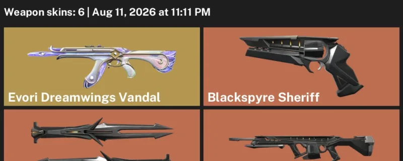 Valorant account inventory for LVL 22 · Blackspyre Phantom & Evori Dreamwings Vandal