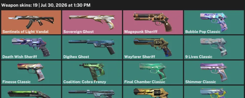 Valorant Accounts listing: LVL 268 · 9 Lives Classic & Bubble Pop Classic · 19 Skins - Silver 2, 19 skins