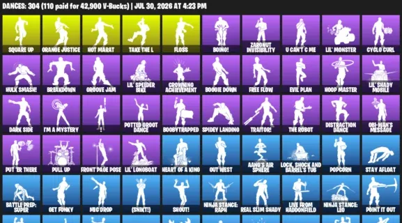Fortnite Accounts listing: LVL 2550 - Trilogy - The Reaper - 390 Outfits - 390 outfits