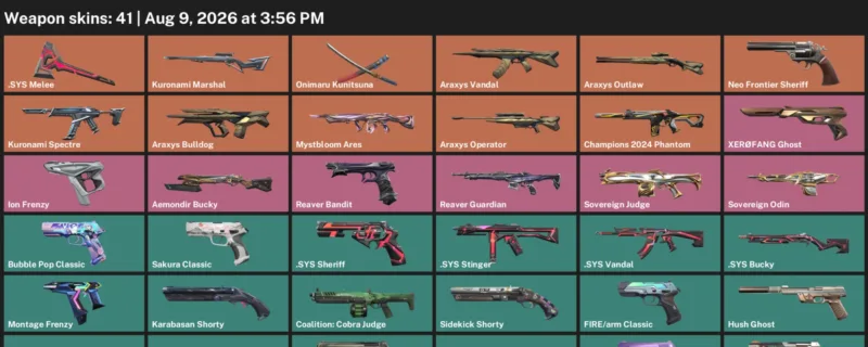 Valorant account inventory for LVL 205 · Araxys Operator & Araxys Bulldog