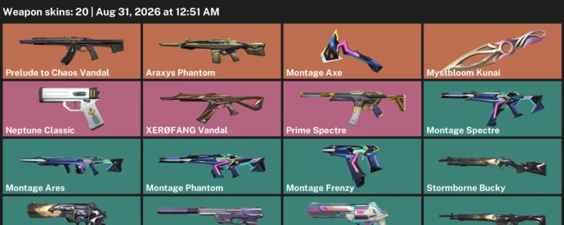 Valorant account inventory for LVL 114 · Araxys Phantom & Montage Phantom