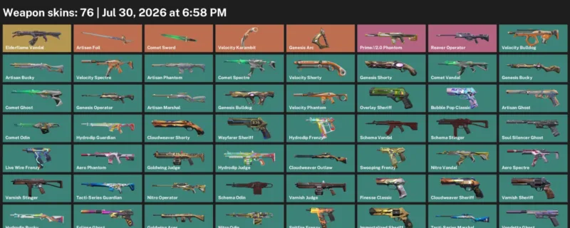 Valorant Accounts listing: LVL 388 · Comet Sword & Velocity Karambit · 76 Skins - Platinum 1, 76 skins