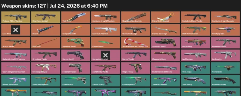 Valorant Accounts listing: LVL 185 · Comet Sword & Composite Knife · 127 Skins - Bronze 3, 127 skins