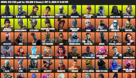 Fortnite account inventory for Black Knight - Blue Squire - 120 Outfits