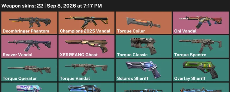 Valorant account inventory for LVL 111 · Champions 2025 Vandal & Doombringer Phantom