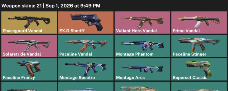 Valorant account inventory for LVL 31 · Montage Phantom & EX.O Sheriff