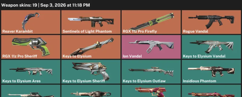 Valorant account inventory for LVL 45 · Reaver Karambit & Insidious Odin