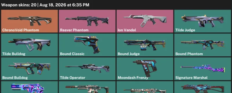 Valorant account inventory for LVL 32 · Ion Vandal & ChronoVoid Phantom