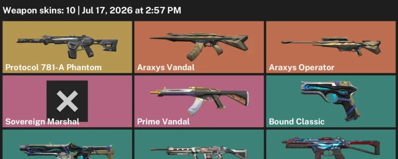 Valorant Accounts listing: LVL 11 · Araxys Operator & Araxys Vandal · 10 Skins - Unranked, 10 skins