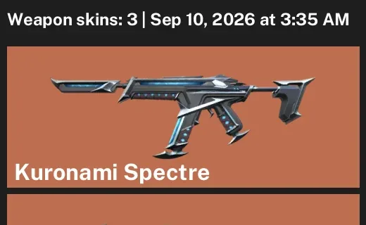 Valorant account inventory for LVL 72 · Araxys Vandal & Kuronami Spectre & 3 Skins Araxys Vandal