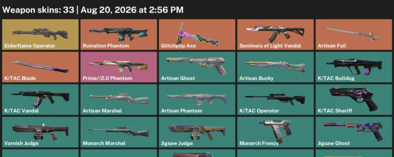 Valorant account inventory for LVL 71 · Elderflame Operator & Tac Blade