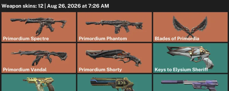 Valorant account inventory for LVL 149 · Primordium Vandal & Primordium Phantom