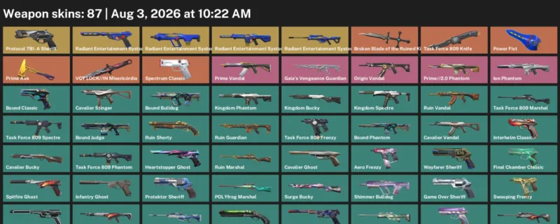 Valorant account inventory for LVL 253 · Task Force 809 Knife