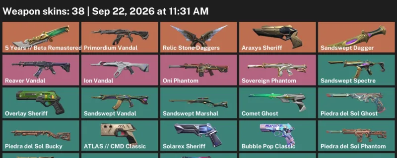 Valorant account inventory for LVL 250 · Araxys Sheriff & Sandswept Dagger
