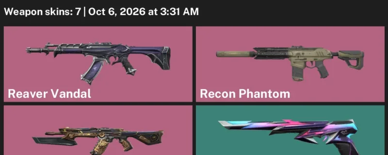 Valorant account inventory for LVL 77 · Reaver Vandal & Recon Phantom
