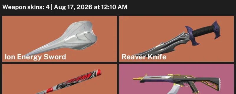 Valorant account inventory for LVL 42 · Ion Energy Sword & Reaver Knife & Prime Vandal